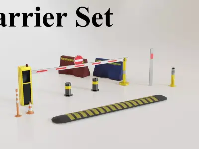 Modern Barrier Set Low-poly 3D model