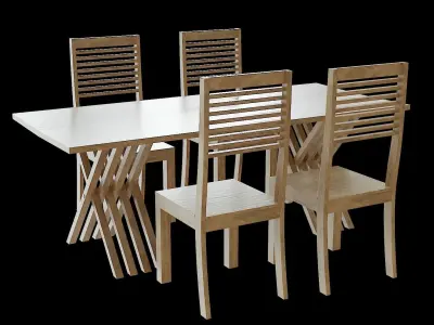 Table set Pack 09 Low-poly 3D model