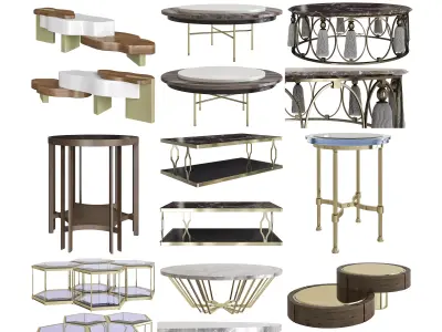 Side ond coffee table 3d models 10 pieces Low-poly 3D model