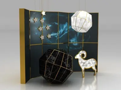 Eid Al Adha Shop Window Decoration Low-poly 3D model