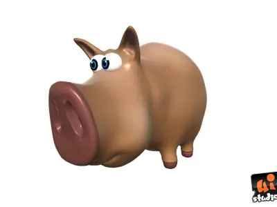 Cartoon Pig Low-poly 3D model buy
