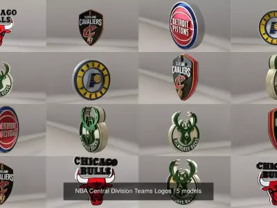 NBA Central Division Teams Logos 3D Model Pack