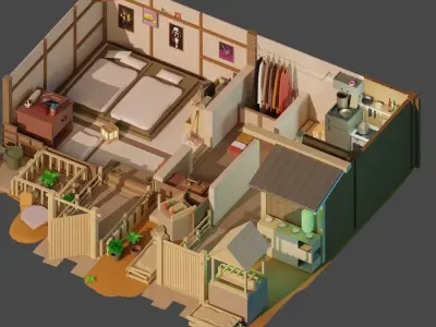 oriental house Free low-poly 3D model