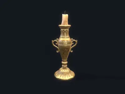 Medieval Candlestick 4 Low-poly 3D model