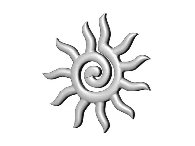 Sunburst scroll swirl rays onlay relief molding 3D print model