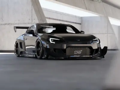 Car Lighting Scene 3D Blender File Textured FBX File 3D model