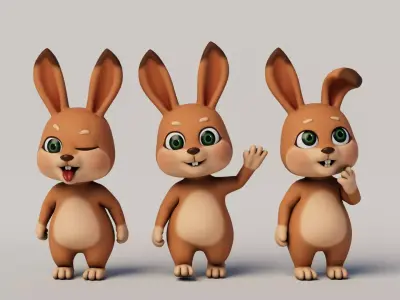 Rigged Cartoon Rabbit 3D model