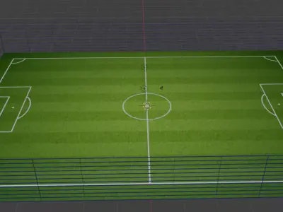 3D football field for games simulations or sports projects 3D model