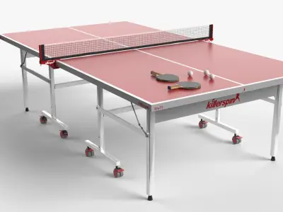 Red Tennis Table Ping Pong  rackets  and ball Low-poly 3D model