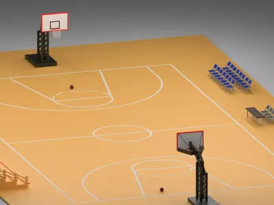 Cartoon Basketball Gym 2 Low-poly 3D model