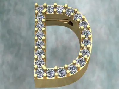 Letter D Diamond Necklace  3D print model