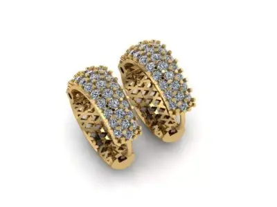 Hoop Diamonds Earrings 3D print model