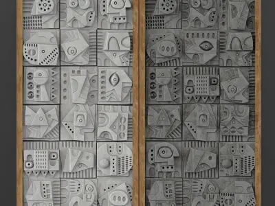 Panel Medium decorative cube Hieroglyphs n6 3D model