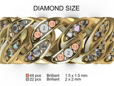 CUBAN RING SIZE 8 USA 3D print model