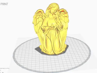 Kneeling Angel Statue Low-poly 3D model