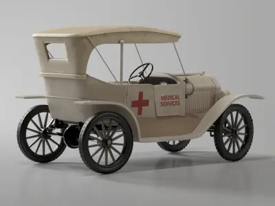 Ford T 1915 Medical Service Vehicle  Low-poly 3D model