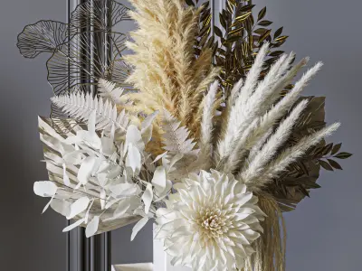 Flower Set 055 Pampas gold leaves 3D model