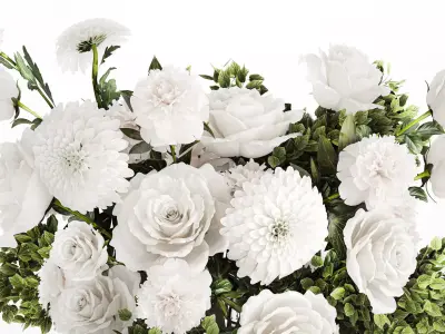 Bouquet Of White Flowers Chrysanthemum Rose Peony 606 3D model