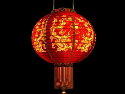 Chinese Red Lantern 3D model 5