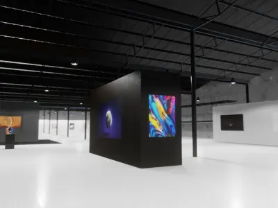 Virtual Gallery and Showroom with collisions Fixed Low-poly 3D model