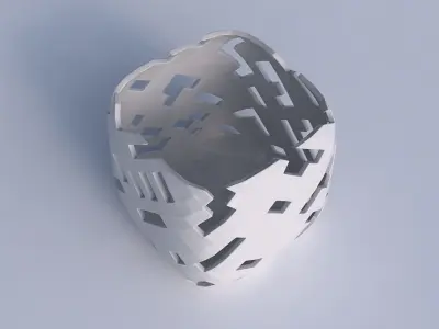 Vase quadratic stumpy with cuts 3D print model