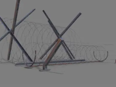 Barbed Wire and Brackets Low-poly 3D model
