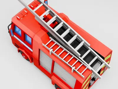 Toy Fire Truck Low Poly 3d Model Low-poly 3D model