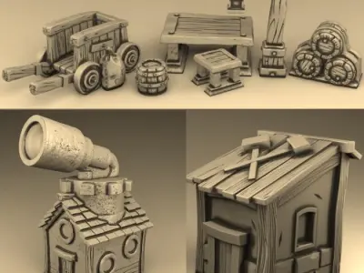 village set house with telescope 3D print model