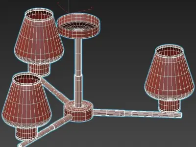 goreyn three light fixtures with brass and glass shades 3D model
