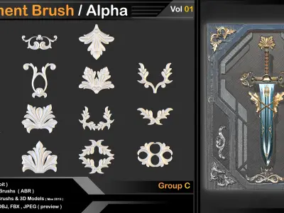 140 Ornament Brush    VOL 01 3D model