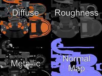 Orange Futuristic Vehicle model pack Low-poly 3D model