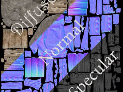  Old wooden bridge Low-poly 3D model