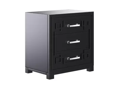 SAFAVIEH Raina Three Drawer Greek Key Night Stand Black 3D model