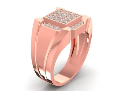 Square Pave Diamond Men Ring  613 3D print model