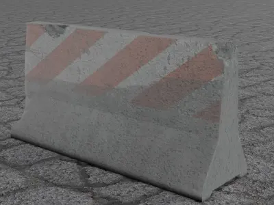 Concrete Road Barrier Destroyed 3D model