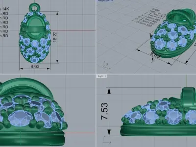 Baby Shoe Diamond Pendant 1298 3D print model