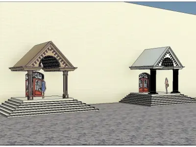 Classical Entrance and Revit Colum family  Low-poly 3D model