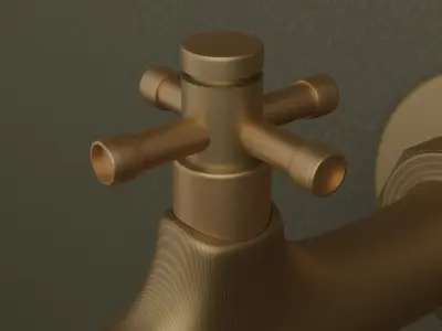 Wintage Water Tap and Wintage water pipe copper material Free 3D model