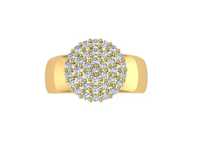 Diamond Cluster Ring 3D Model Chuveirinho Style Jewelry for 3D  3D print model