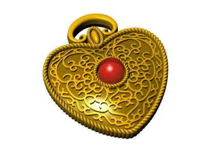 Luxury Heart Pendant Elegant  for Designer Bags and Necklaces 3D print model