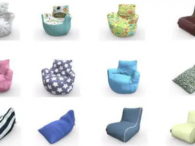 Bean Bag Pack Vol2 Low-poly 3D model