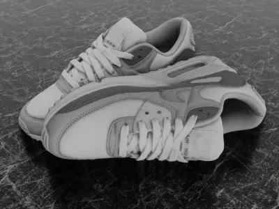 NIKE AIR MAX 3D SHOES - GREY Low-poly 3D model