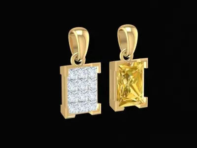 Luxury Square Diamond Pendant for Men 3D Model  244 3D print model