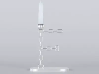 Alphabet F Chain Silver Candleholder 3D Model True 4K PBR Render Low-poly 3D model