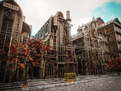 STEAMPUNK INDUSTRIAL BUILDING 6 Low-poly 3D model