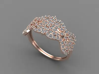 Women Ring Diamond Stone STL 3DM Lightweight Printable 3D print model 56