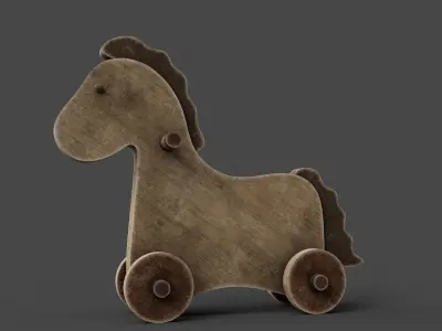 Rocking Wooden Horse Old Vintage Toy Low-poly 3D model