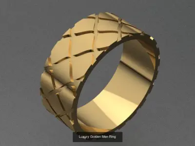 New Modern Luxury Golden Band Rings Set 3D Model Pack