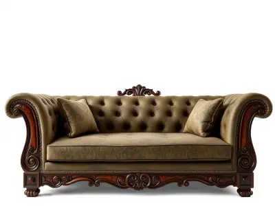 Victorian Brown Sofa model pack Low-poly 3D model