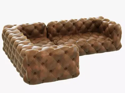 Restoration Hardware Soho Tufted Leather Corner Sectional 3D model